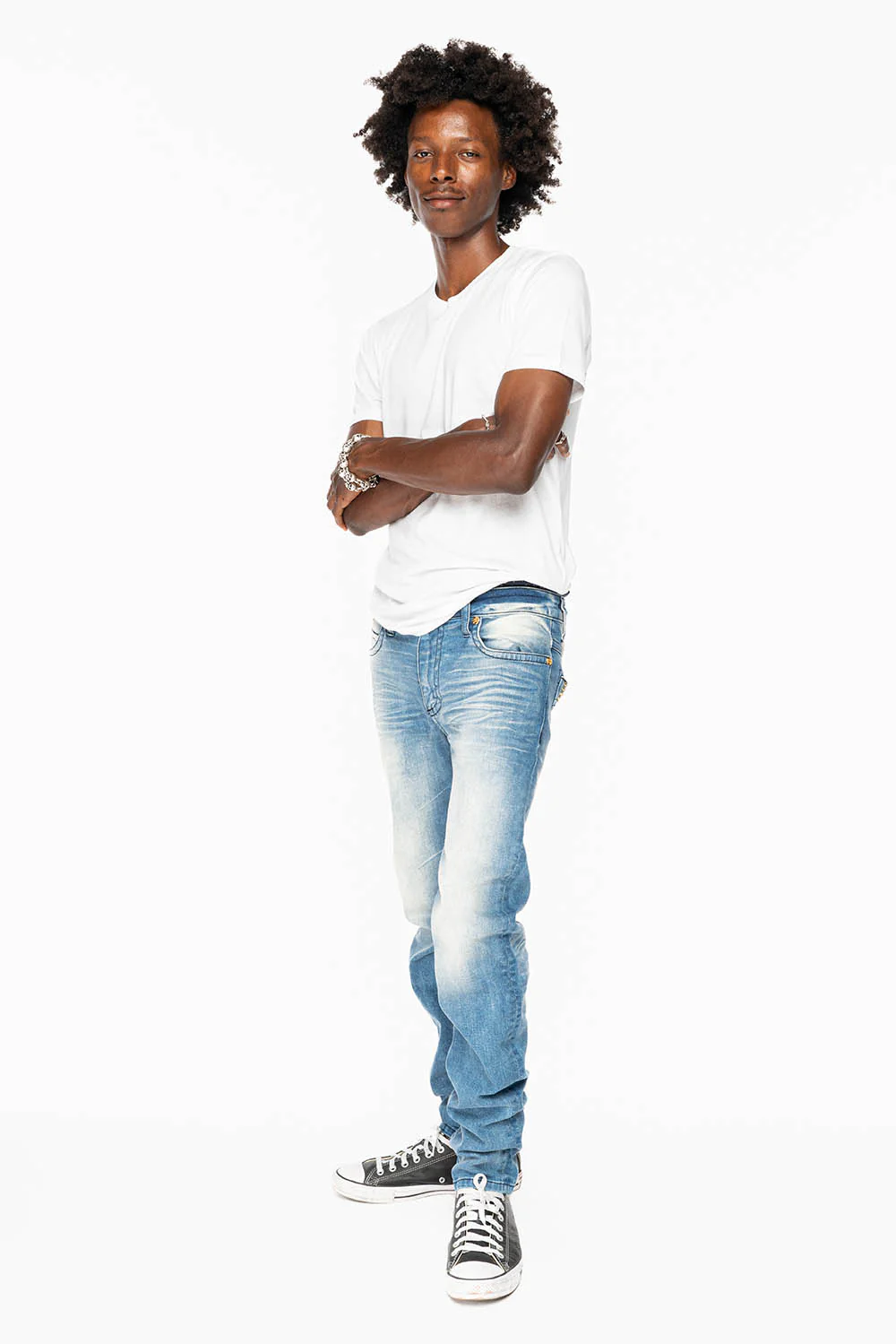 SKINNY JEAN IN BLUE 5D LIGHT WASH EMBELLISHED WITH AURUM CRYSTALS - Image 8