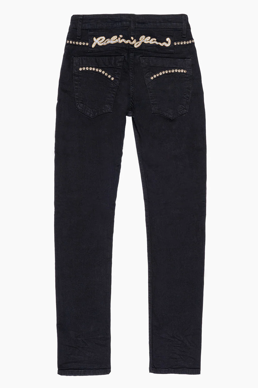SKINNY JEAN IN PURE BLACK WITH GOLD/SILVER  ROBIN’S LOGO EMBELLISHED WITH GOLD NAILHEAD STUDS - Image 6