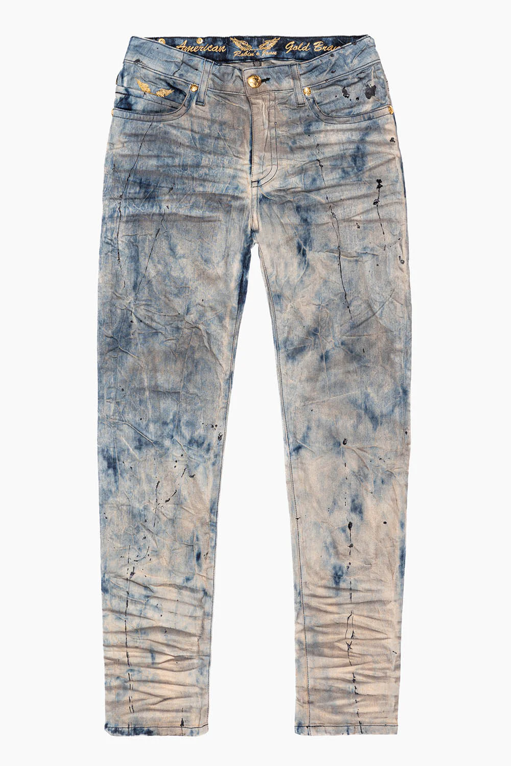 SKINNY MENS JEANS IN FROZEN WASH WITH AB CRYSTAL AND SMOKY TOPAZ CRYSTALS - Image 5