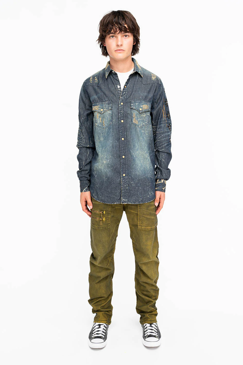 MENS CARGO ZIPPER PANTS IN DUSTY YELLOW - Image 4