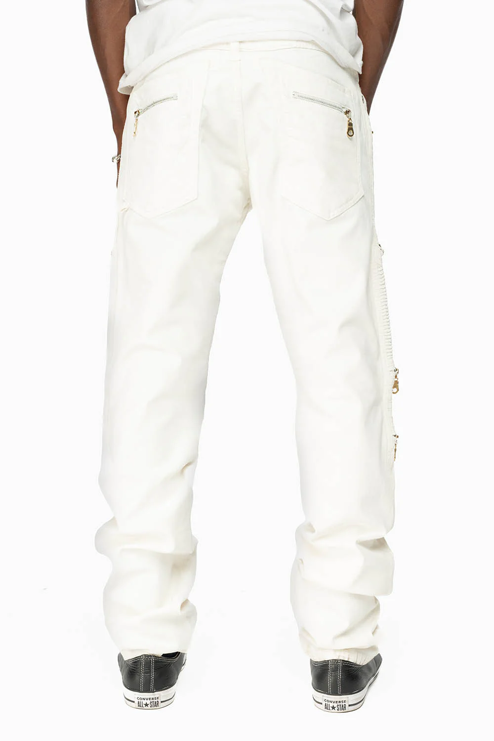 MENS THE SHOW BIKER JEANS IN WHITE COATING WASH - Image 3