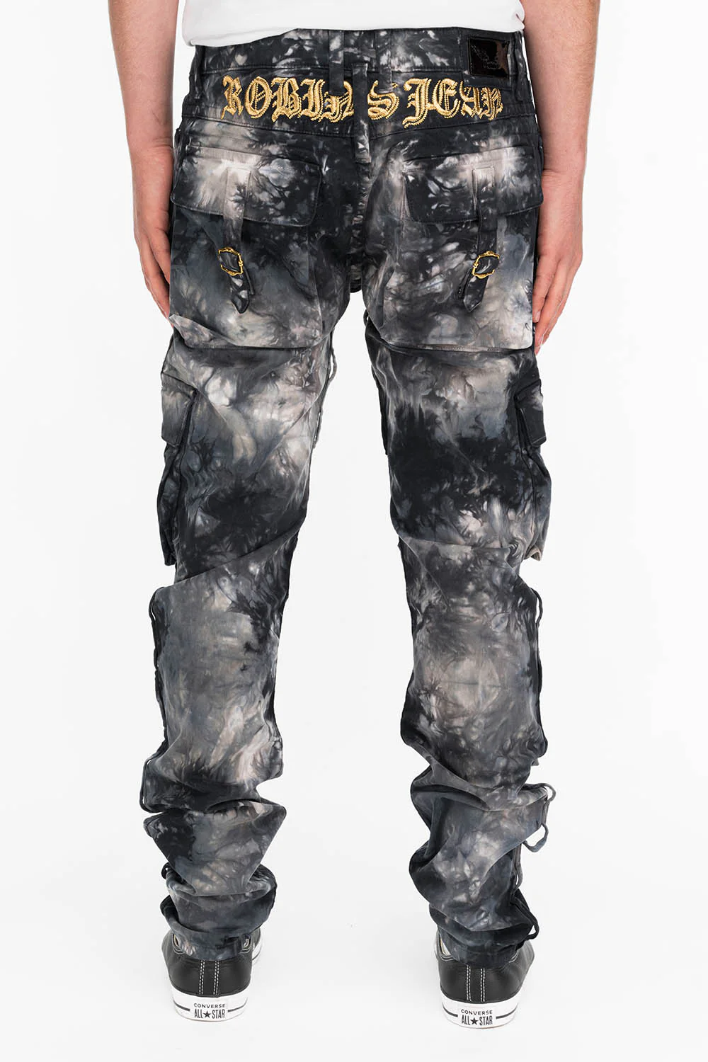 MILITARY STYLE CARGO IN BLACK TIE DYE - Image 4