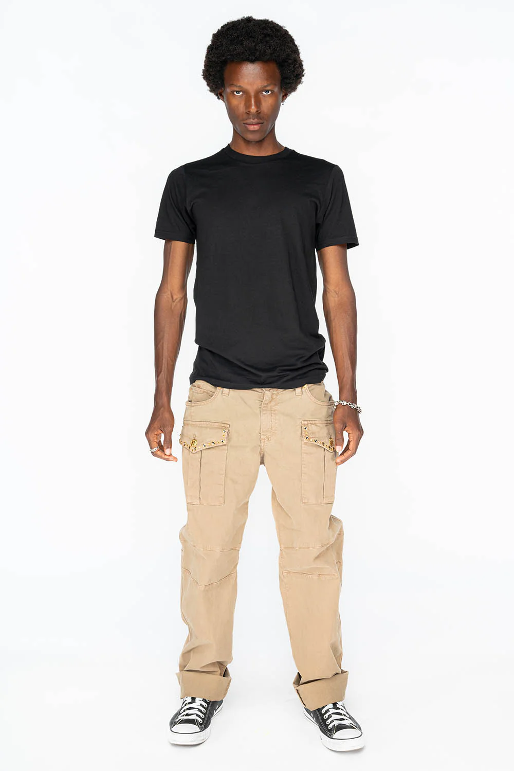 BOMBER POCKET PANTS WITH CRYSTALS IN BEIGE - Image 6
