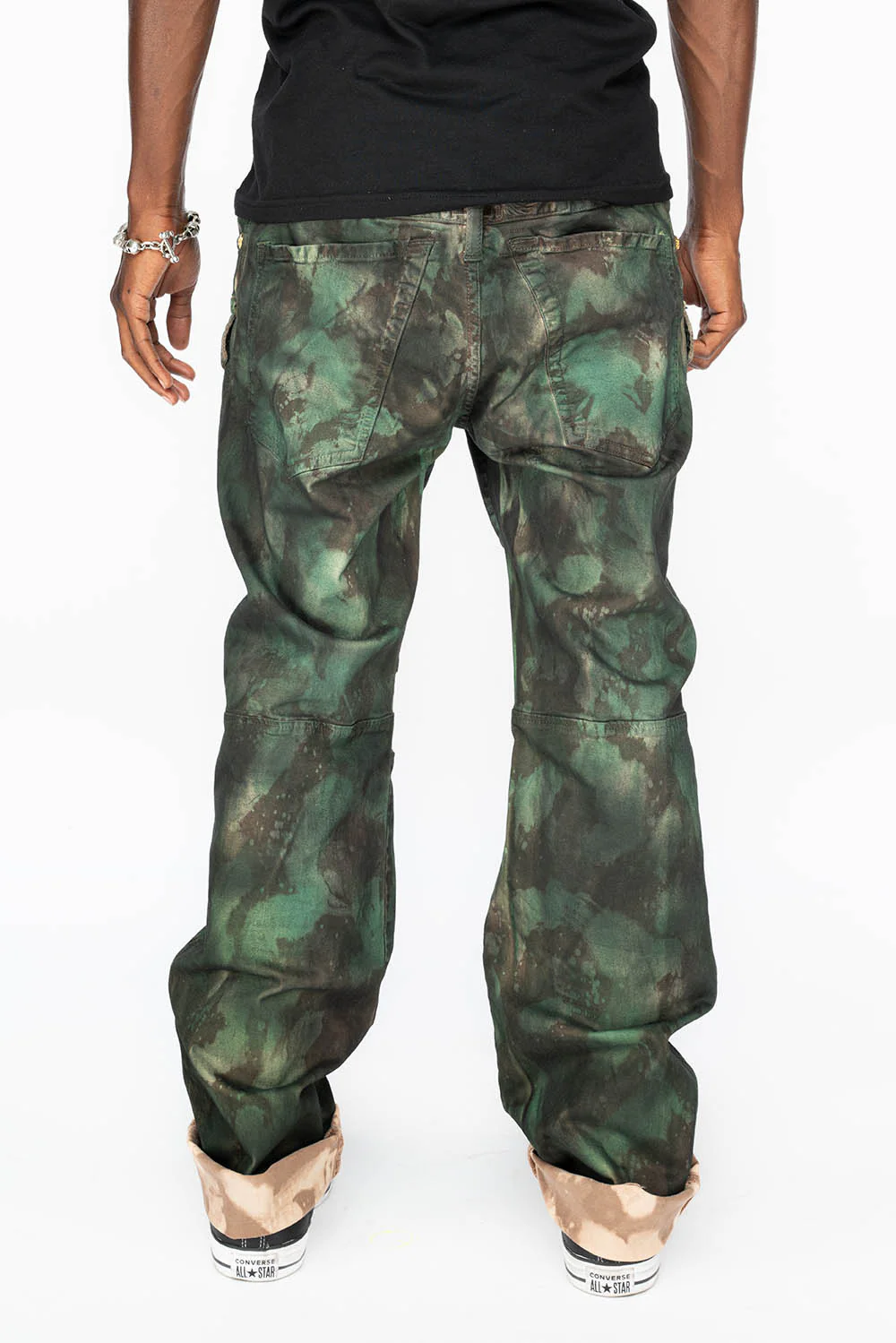 BOMBER POCKET PANTS IN TIE DYE CAMO GREEN - Image 4