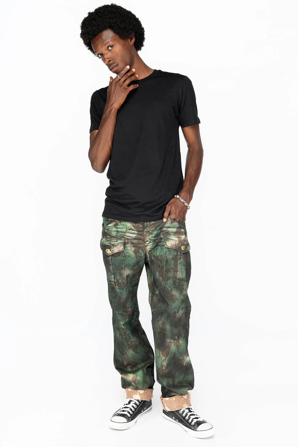 BOMBER POCKET PANTS IN TIE DYE CAMO GREEN - Image 5