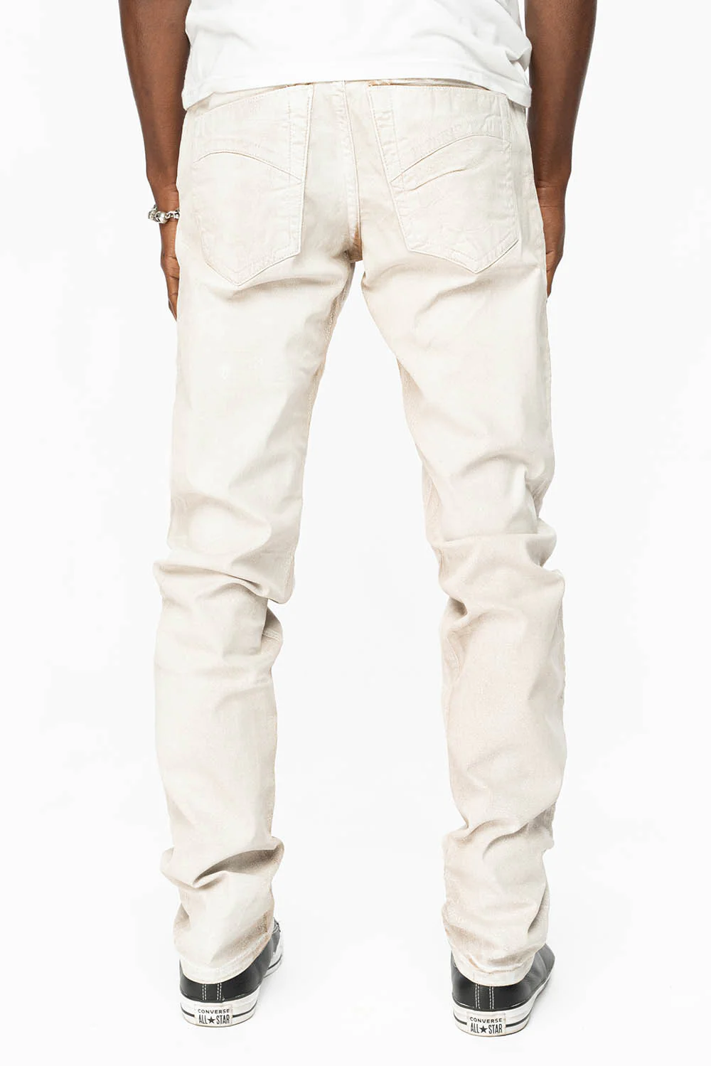 CLASSIC 5 POCKET  SLIM  LEG JEANS  IN CUIR WHITE - Image 4