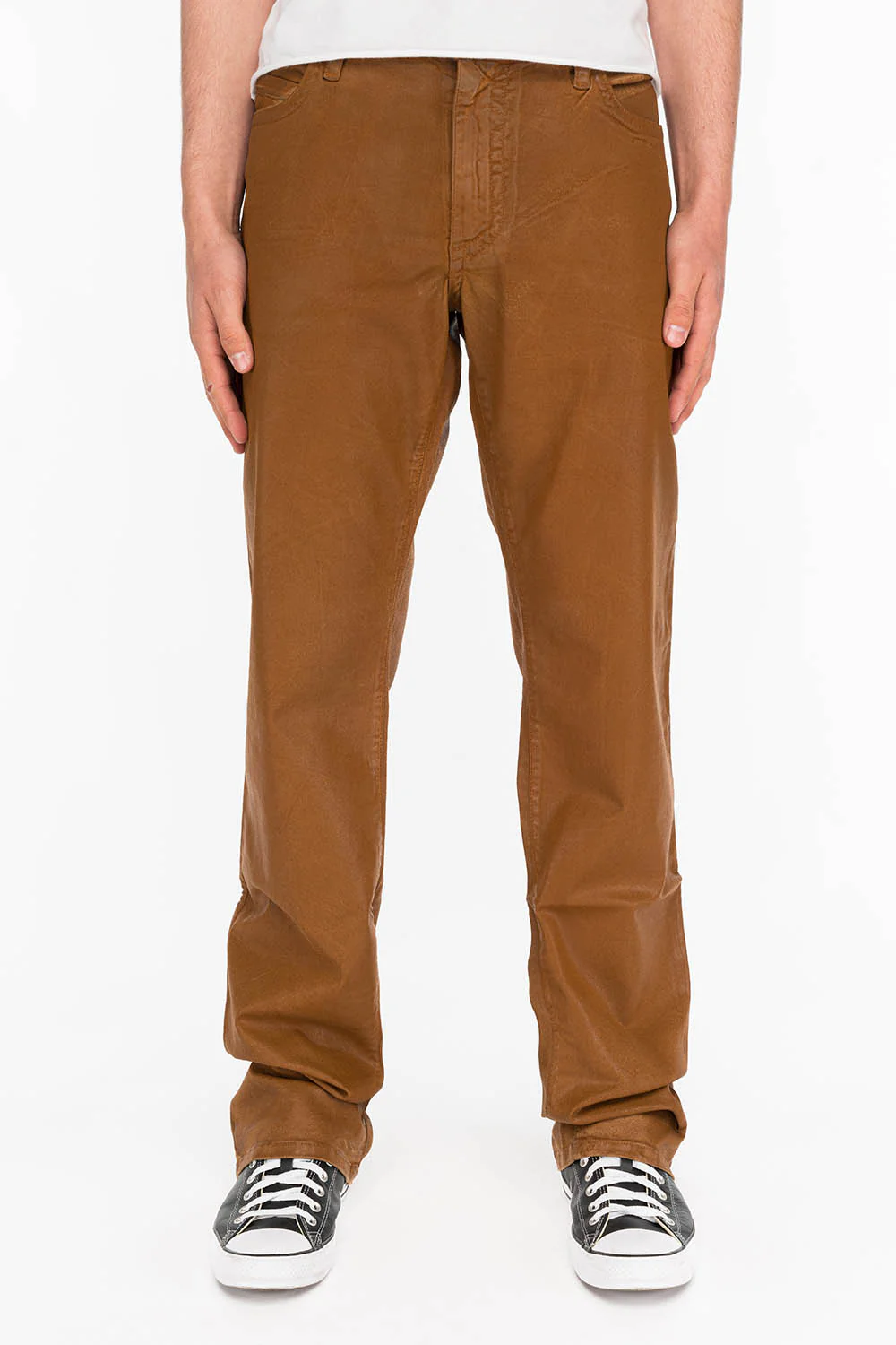 CLASSIC 5 POCKET STRAIGHT LEG JEANS IN CUIR CARAMEL WITH STUDS AND CRYSTALS - Image 5
