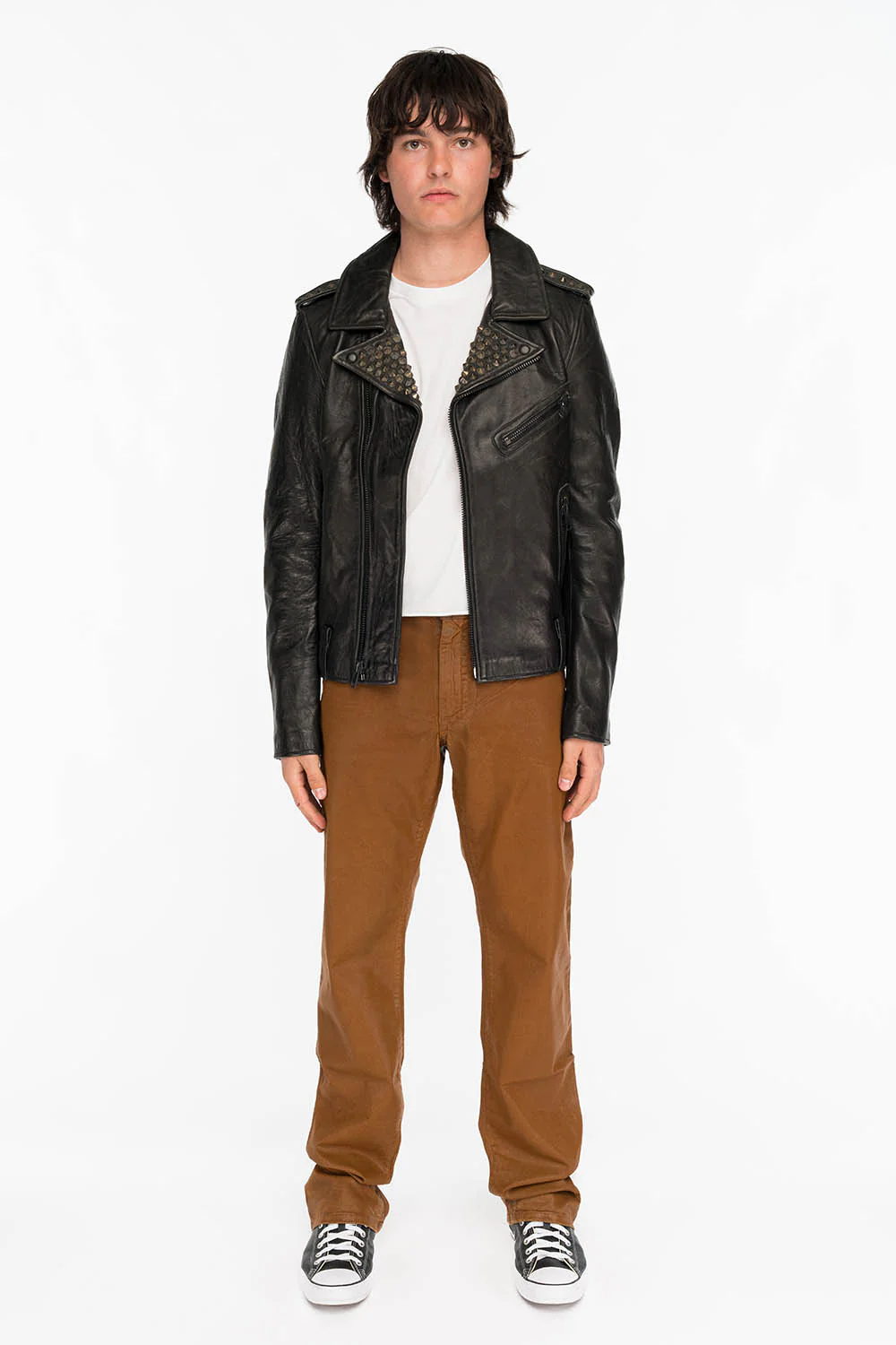 CLASSIC 5 POCKET STRAIGHT LEG JEANS IN CUIR CARAMEL WITH STUDS AND CRYSTALS - Image 6