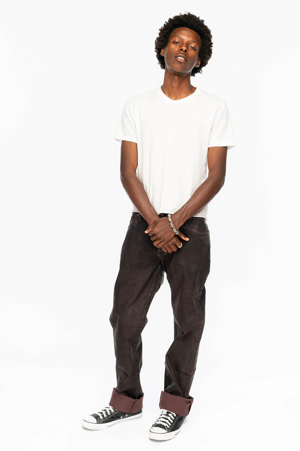 CLASSIC STRAIGHT LEG JEANS IN DARK BROWN WAX WASH - Image 5