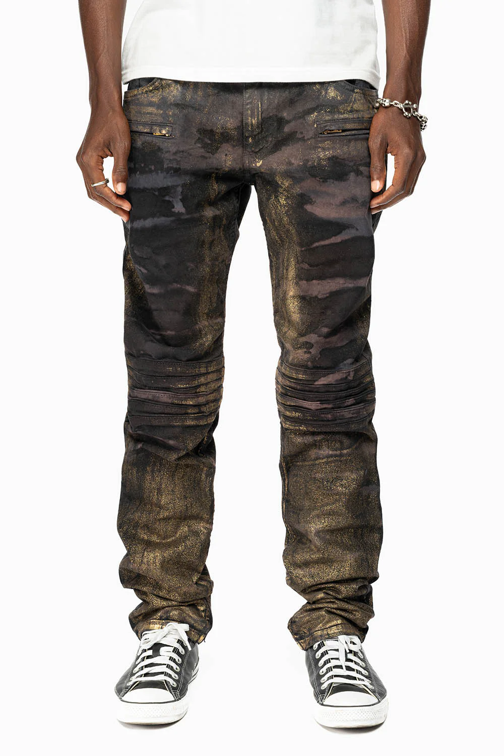 MENS MOTO BIKER JEANS IN AERO BLACK WASH - Image 2