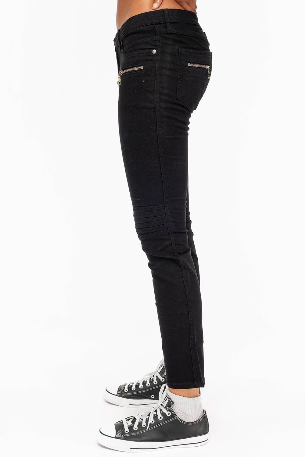 ROBIN'S BIKER WOMENS JEANS IN BLACK - Image 2