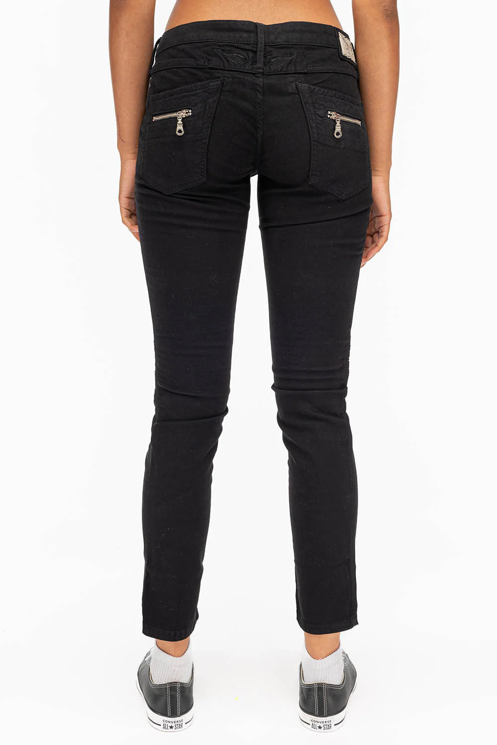 ROBIN'S BIKER WOMENS JEANS IN BLACK - Image 3