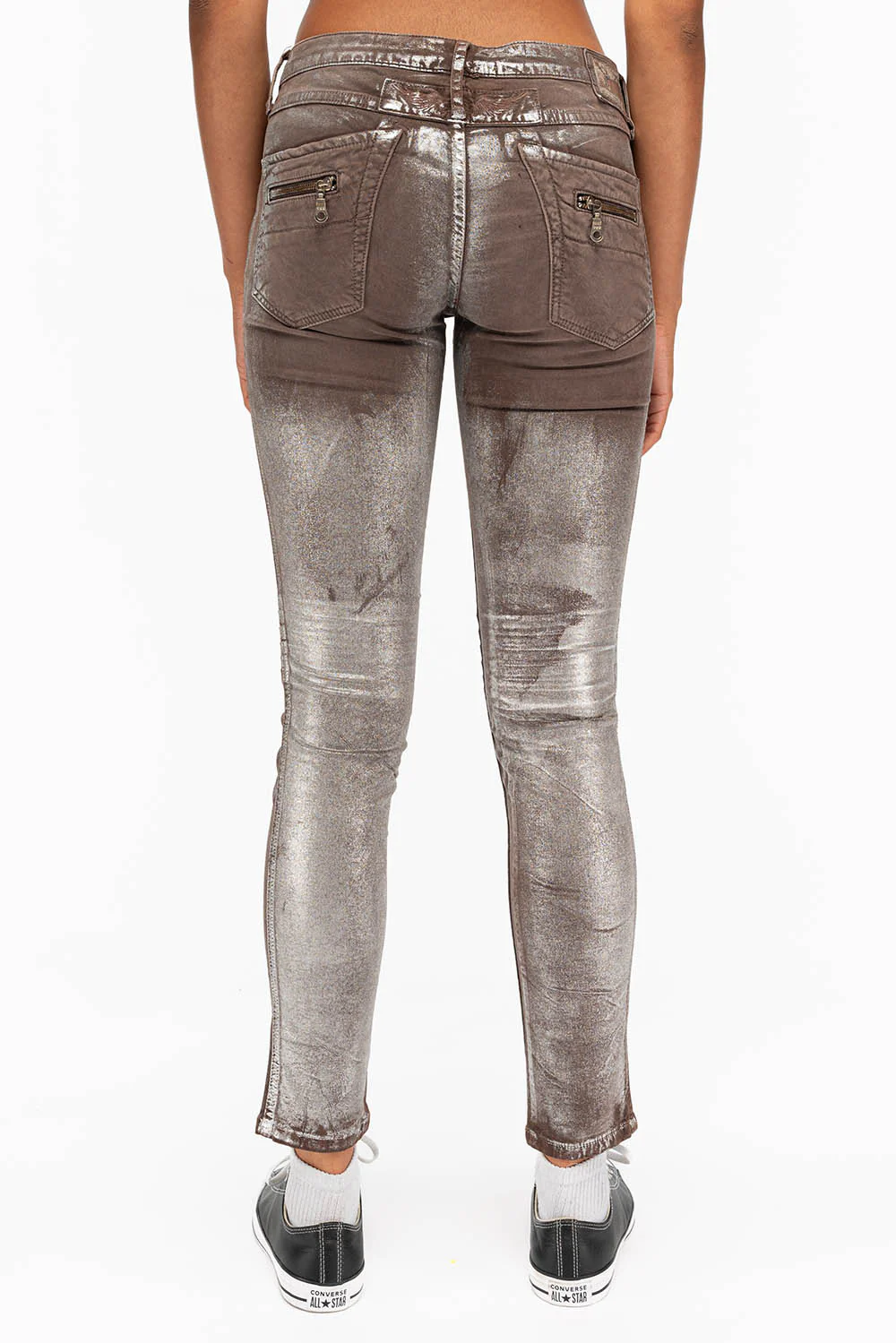 ROBIN'S BIKER WOMENS JEANS IN TOFFE LISA SILVER - Image 3