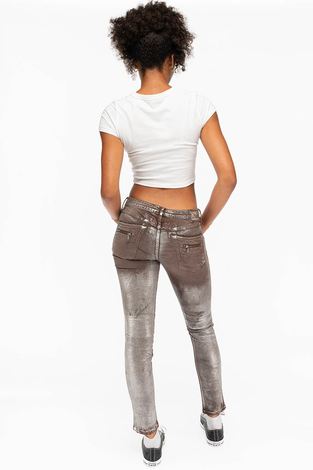 ROBIN'S BIKER WOMENS JEANS IN TOFFE LISA SILVER - Image 4