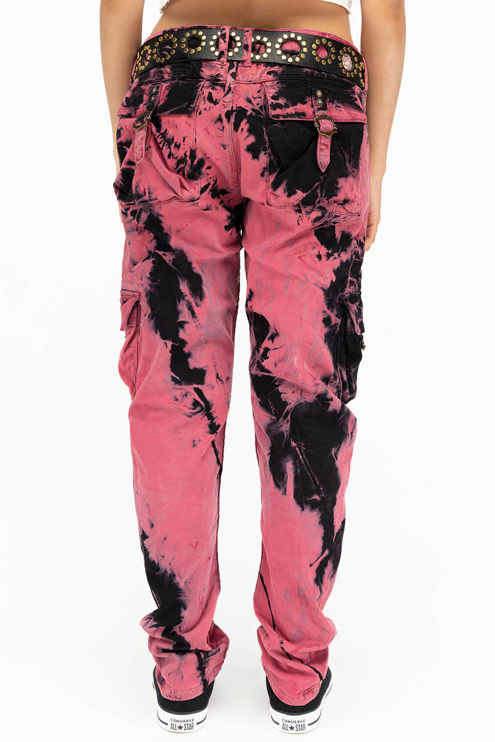 MILITARY STYLE WOMENS CARGO PANTS IN TIE DYE PINK - Image 3