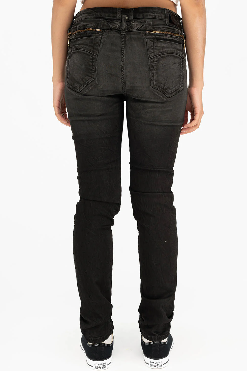 ROBIN'S MILITARY INSPIRED WOMENS SKINNY UTILITARIAN JEANS IN LA BLACK - Image 4