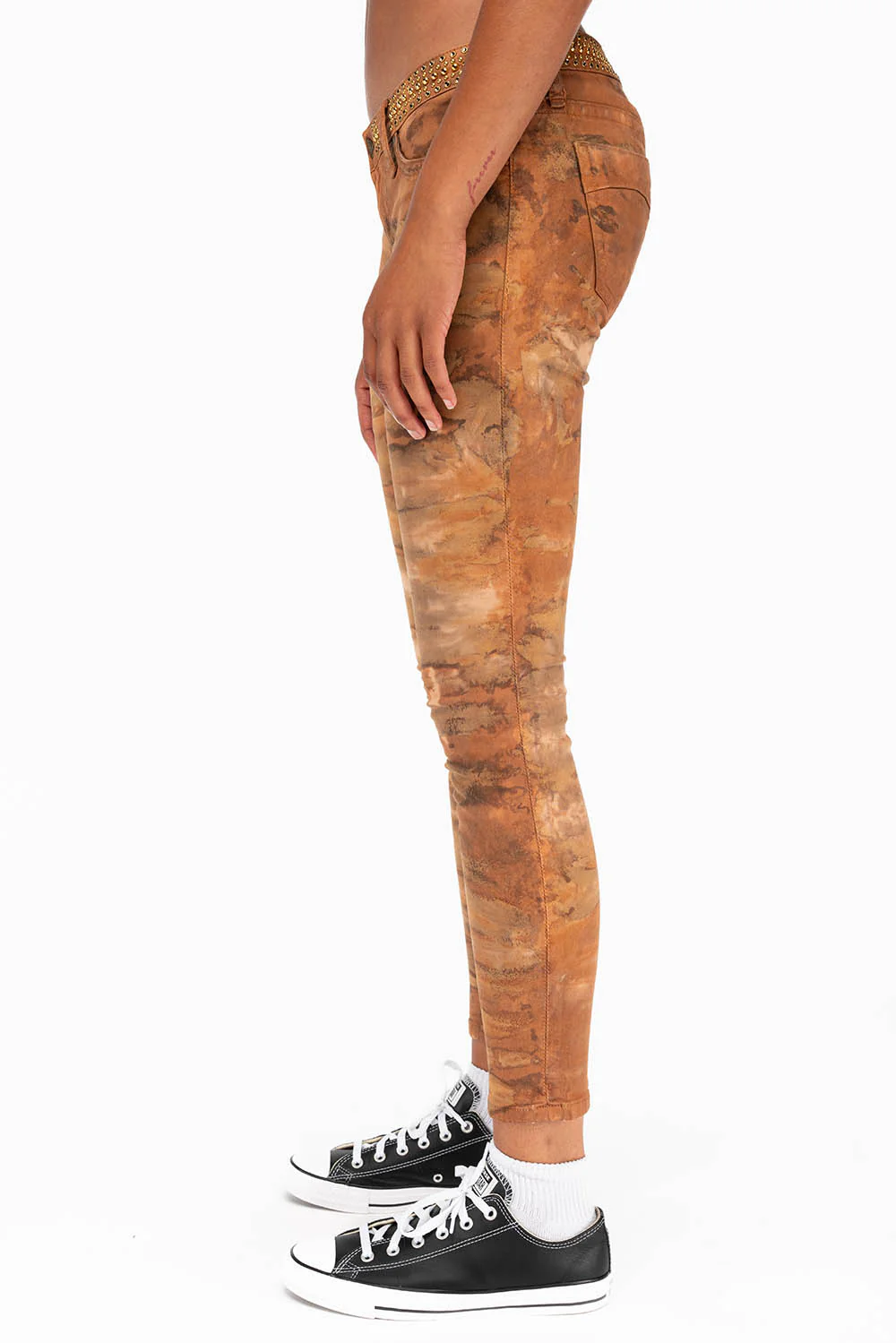 SKINNY JEANS IN MUD BROWN WITH STUDS AND SW - Image 3