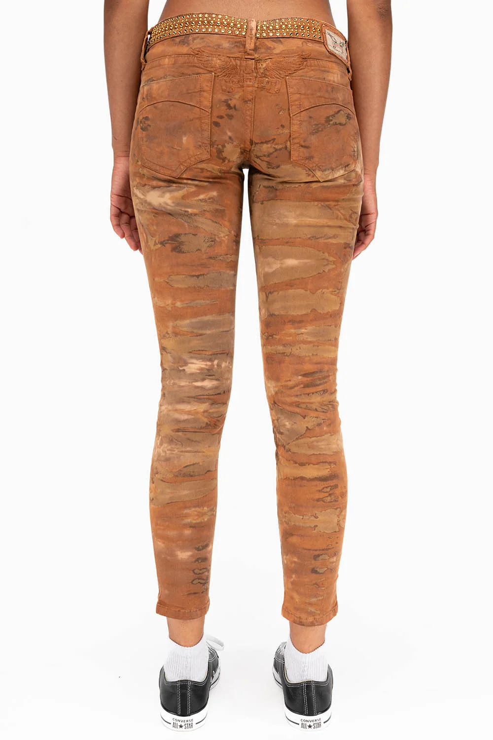 SKINNY JEANS IN MUD BROWN WITH STUDS AND SW - Image 4