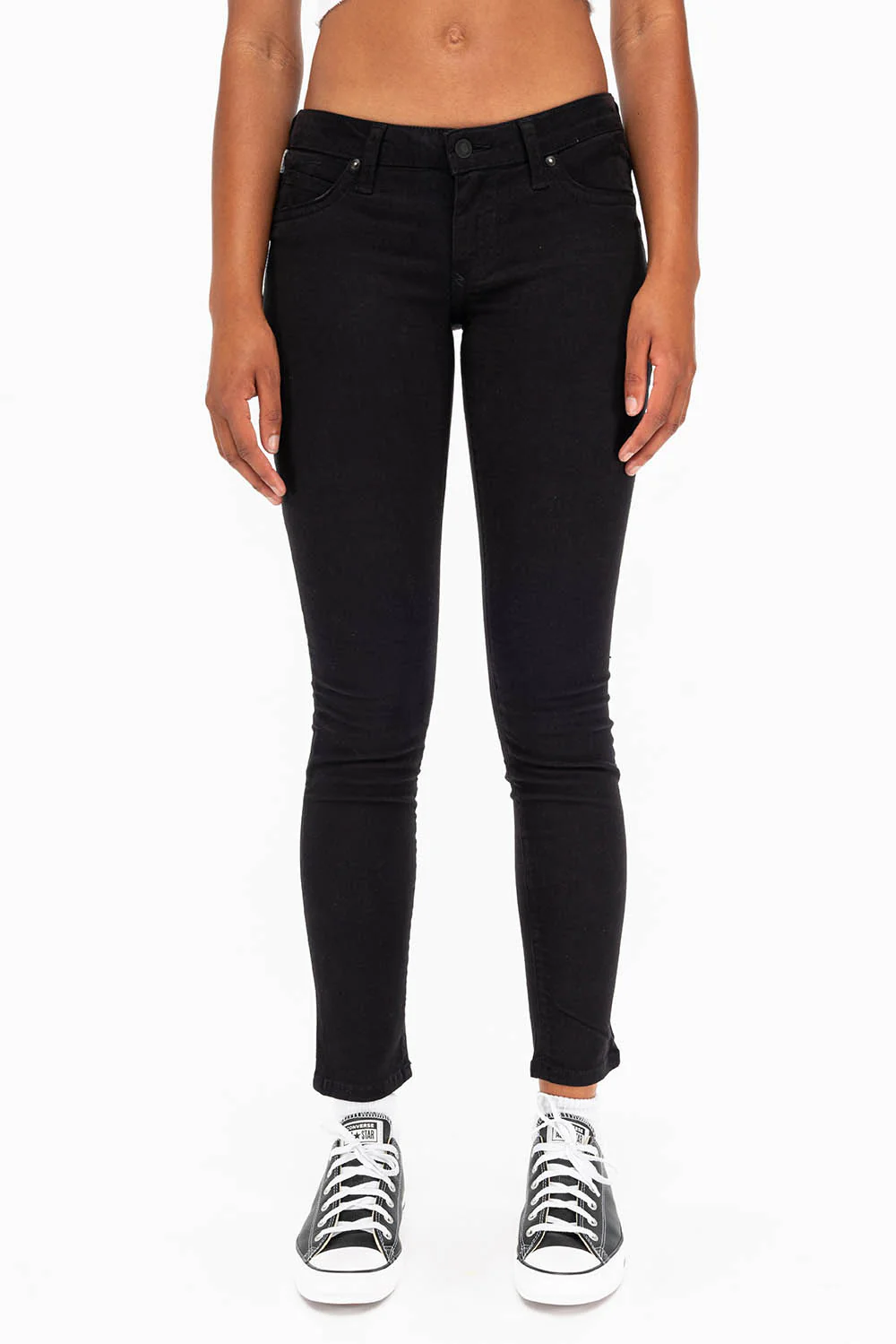 MARILYN WOMENS SKINNY JEANS IN BLACK WITH TONAL WINGS AND CRYSTALS - Image 4