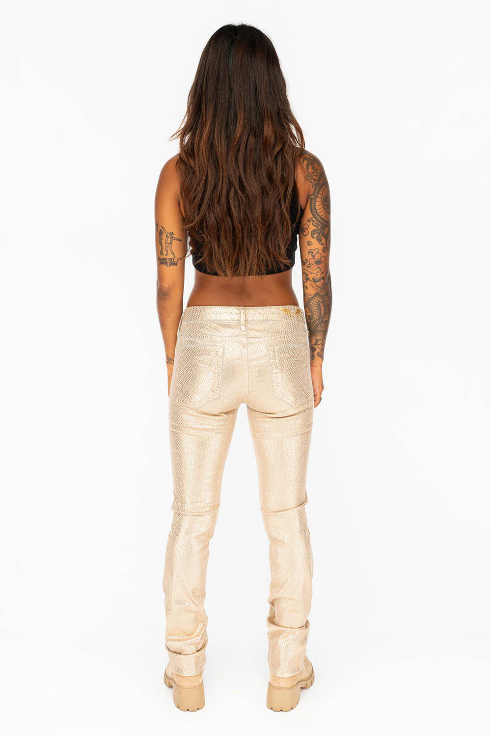 MID RISE WOMENS SKINNY JEANS IN LIGHT GREY HONEYCOMB TREATMENT - Image 7