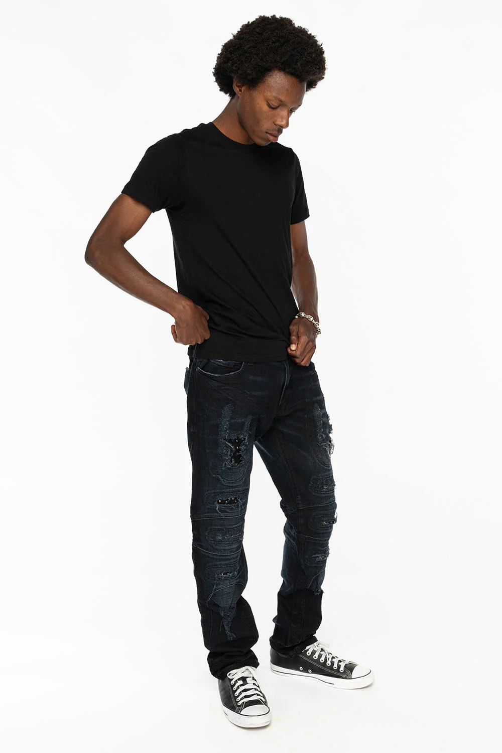 SLIM JEANS WITH OVAL PATCHES WITH STUDS AND CRYSTALS IN F_ED UP BLACK - Image 10