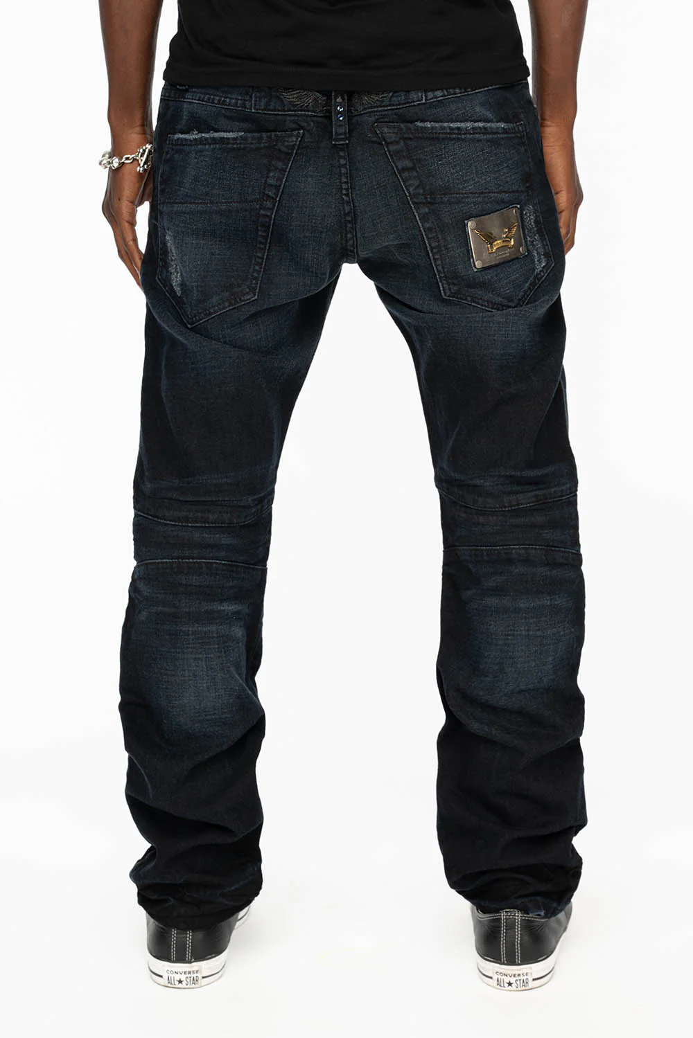 SLIM JEANS WITH OVAL PATCHES WITH STUDS AND CRYSTALS IN F_ED UP BLACK - Image 5