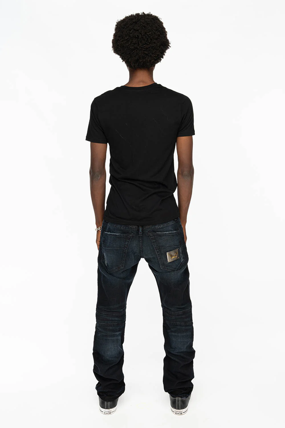 SLIM JEANS WITH OVAL PATCHES WITH STUDS AND CRYSTALS IN F_ED UP BLACK - Image 6