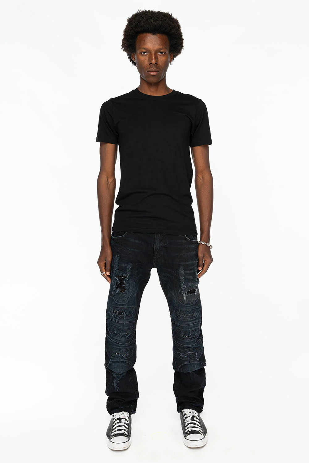 SLIM JEANS WITH OVAL PATCHES WITH STUDS AND CRYSTALS IN F_ED UP BLACK - Image 7