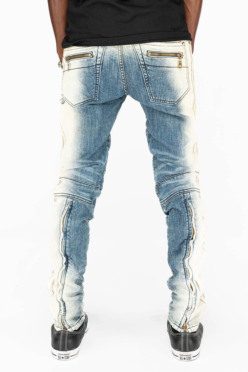 MENS BIKER JEANS IN OCEAN WASH - Image 3