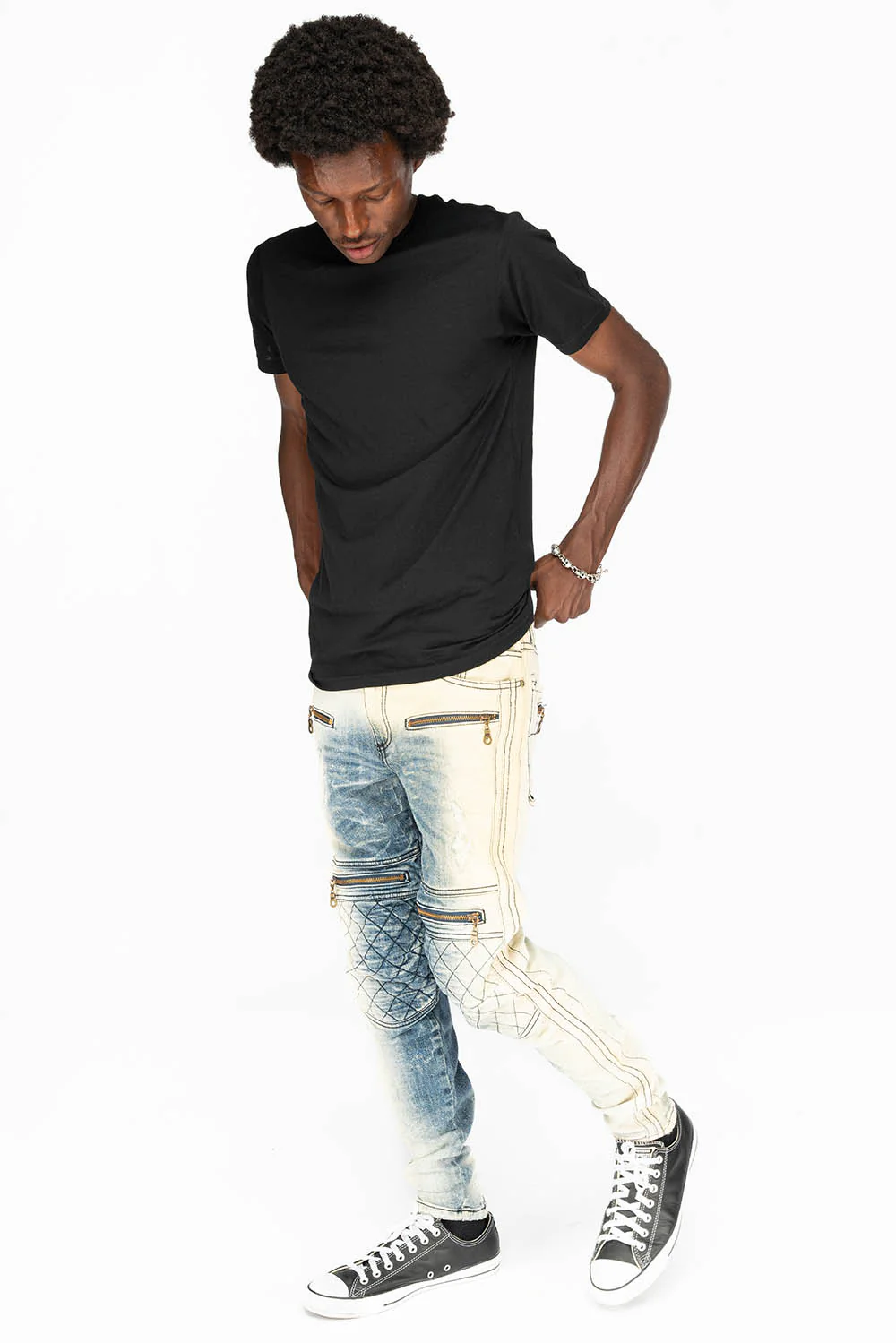 MENS BIKER JEANS IN OCEAN WASH - Image 6