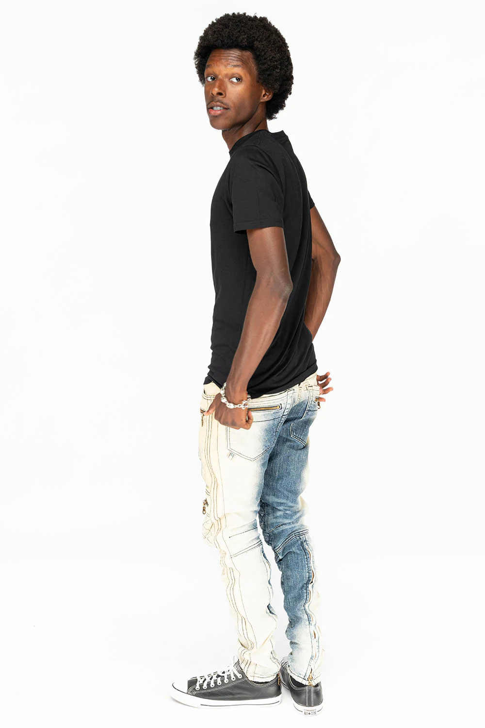 MENS BIKER JEANS IN OCEAN WASH - Image 8