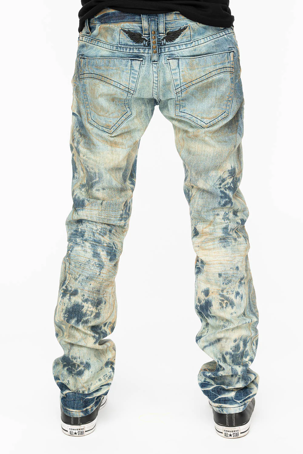 MENS MOTORCYCLE ZIPPERS SLIM JEANS IN JOSEPH INDIGO WASH - Image 6