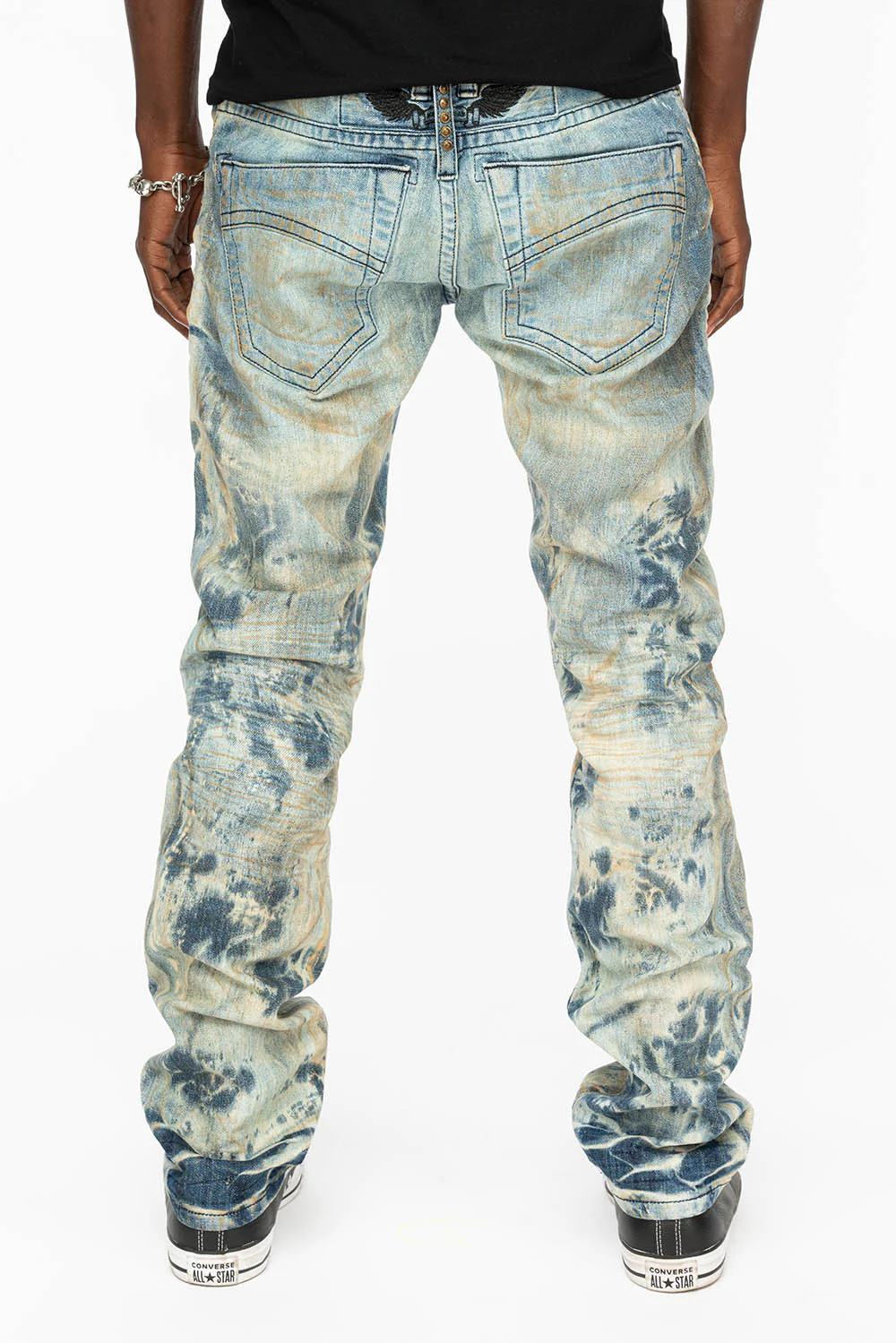 MENS MOTORCYCLE ZIPPERS SLIM JEANS IN JOSEPH INDIGO WASH - Image 7