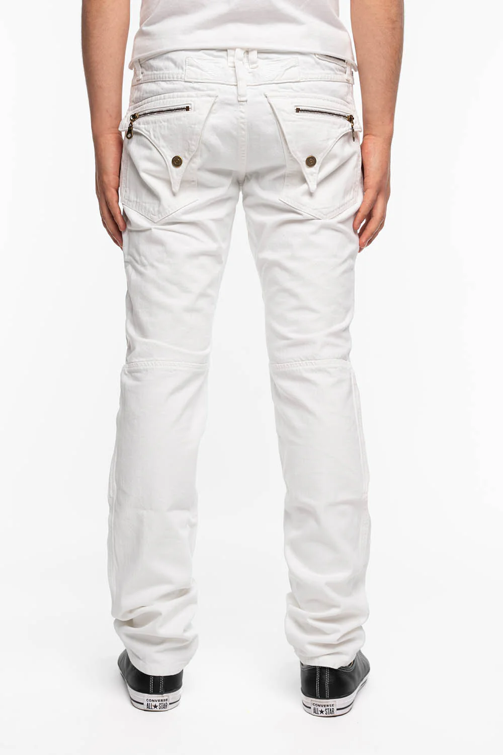 MINI FLAP MENS BIKER JEANS IN WHITE - Image 2