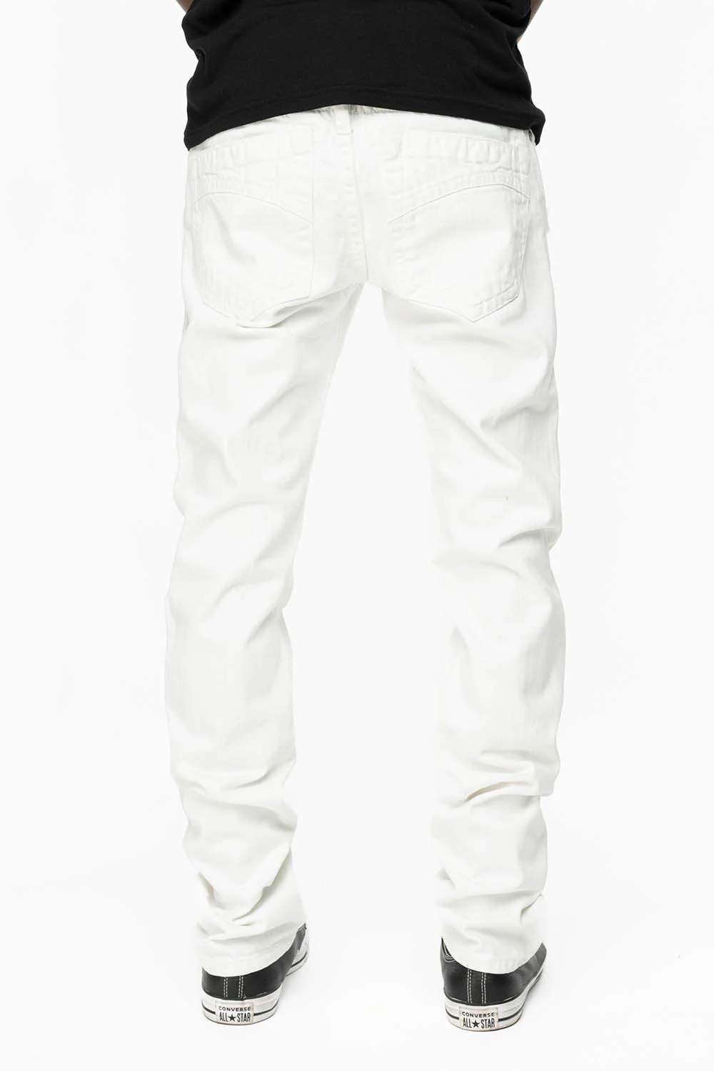 MENS CLASSIC 5 POCKET SLIM LEG JEANS IN WHITE BROKEN - Image 2