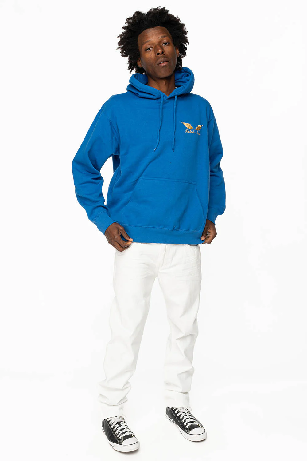 MENS LONG FLAP SLIM JEANS WITH FULL CLEAR & SAPPHIRE CRYSTALS IN PURE WHITE DNM - Image 7