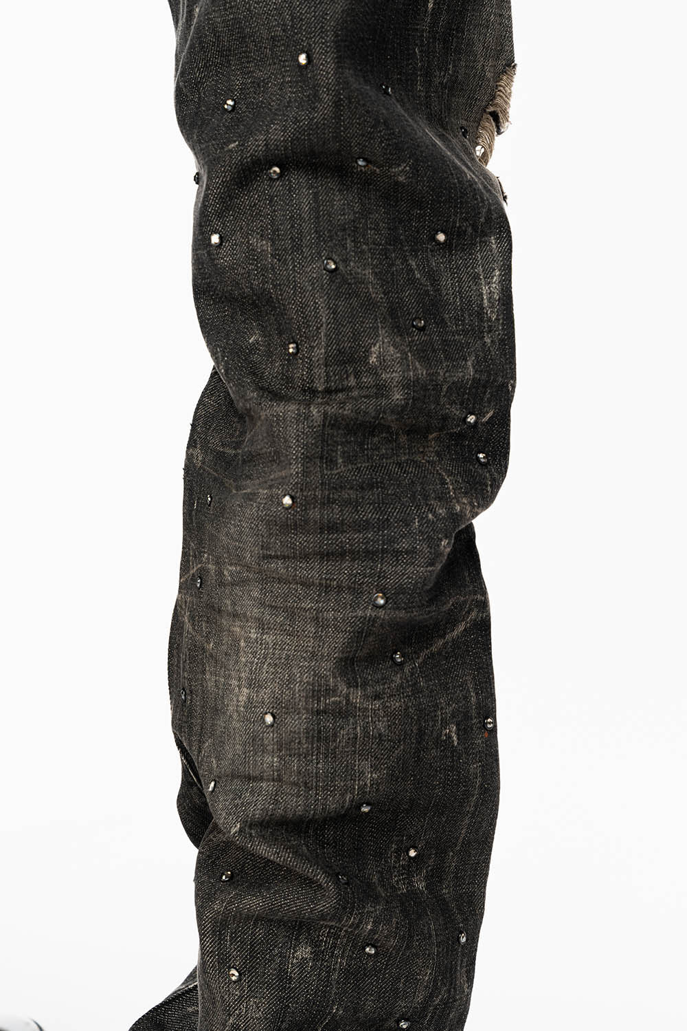 STRAIGHT LEG JEANS IN CHARCOAL MODOC BROKEN WASH EMBELLISHED ALL OVER WITH CRYSTALS - Image 5