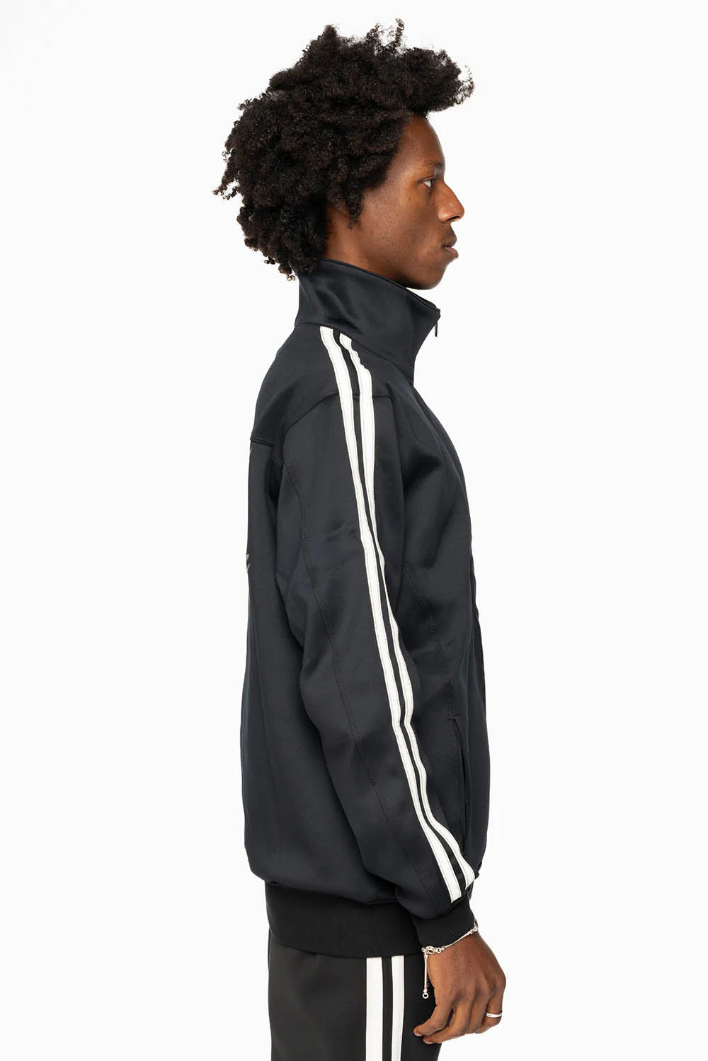 TRACK JACKET IN BLACK WITH WHITE STRIPE - Image 2