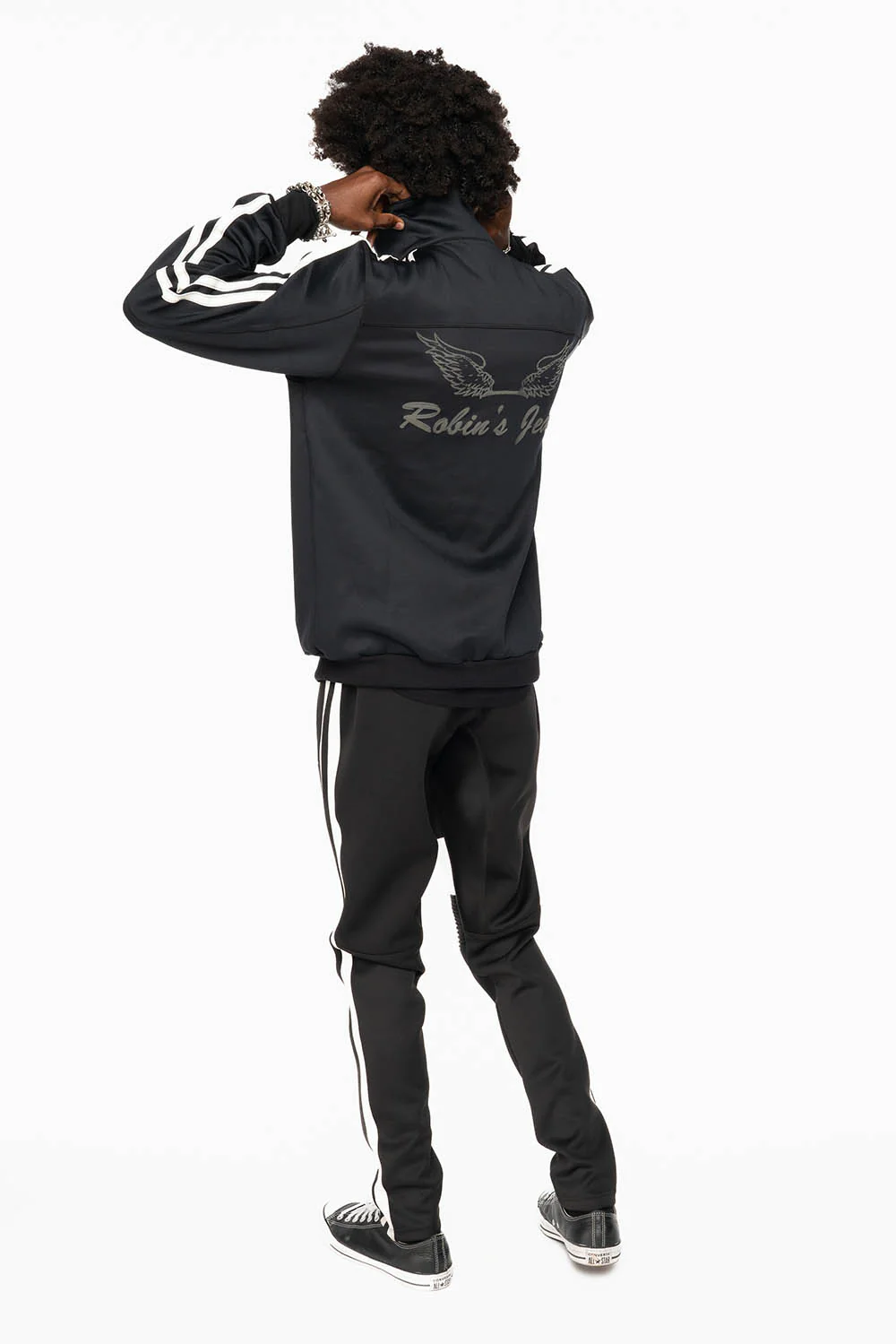 TRACK JACKET IN BLACK WITH WHITE STRIPE - Image 5
